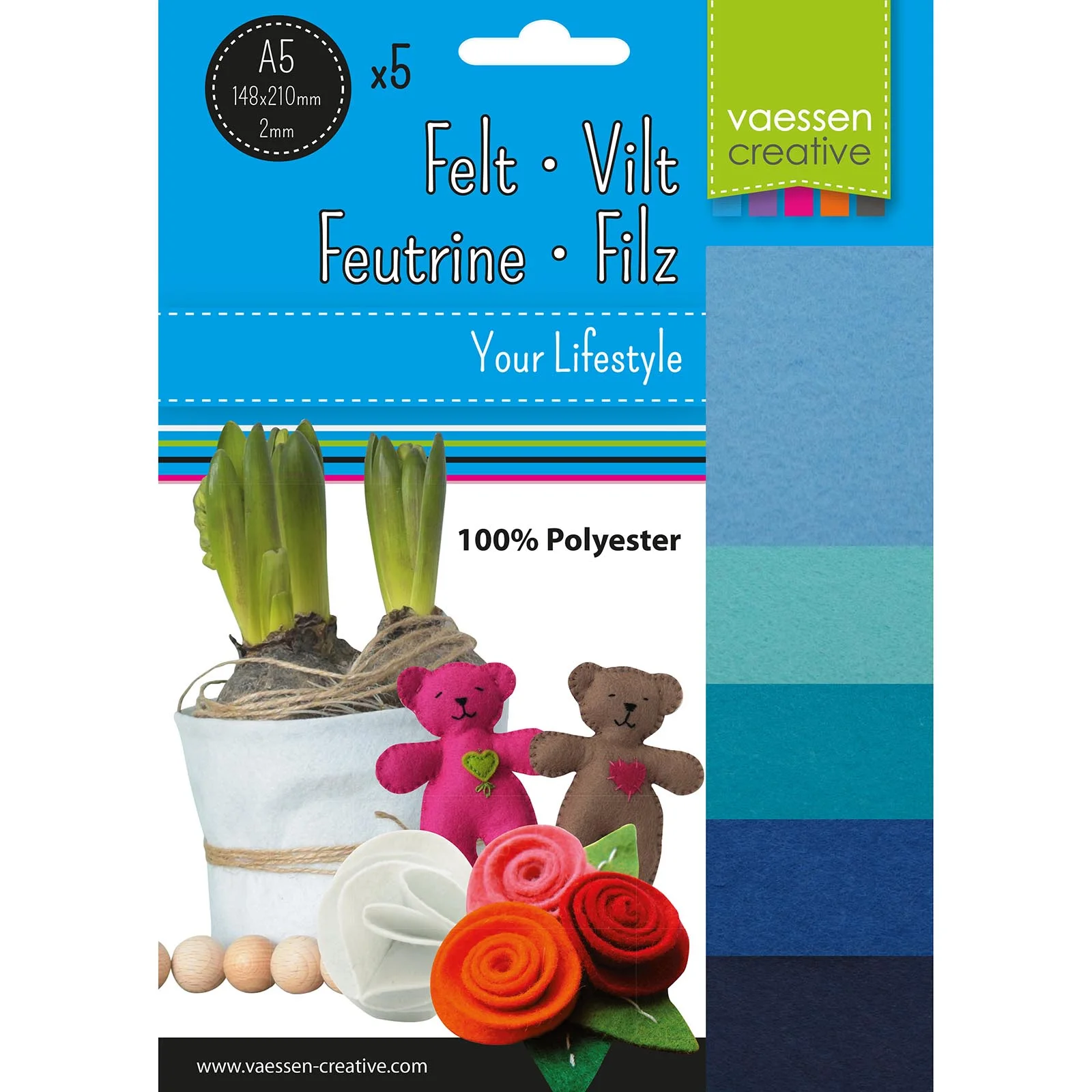 Vaessen Creative • Filtpakke 2mm A5 5 stk